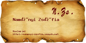 Naményi Zsófia névjegykártya
