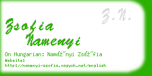 zsofia namenyi business card